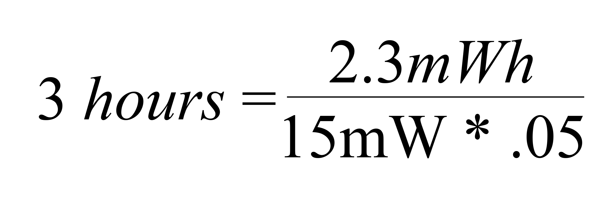 calculate battery life equation helios example